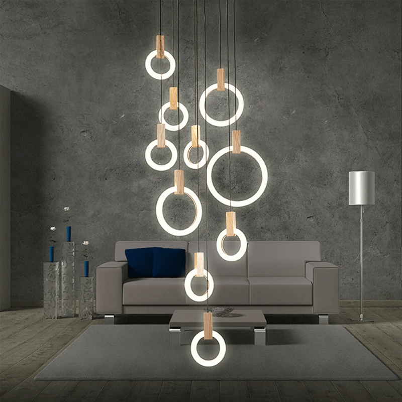 Eva | Wooden Light Tiered Chandelier - ELVI HOME