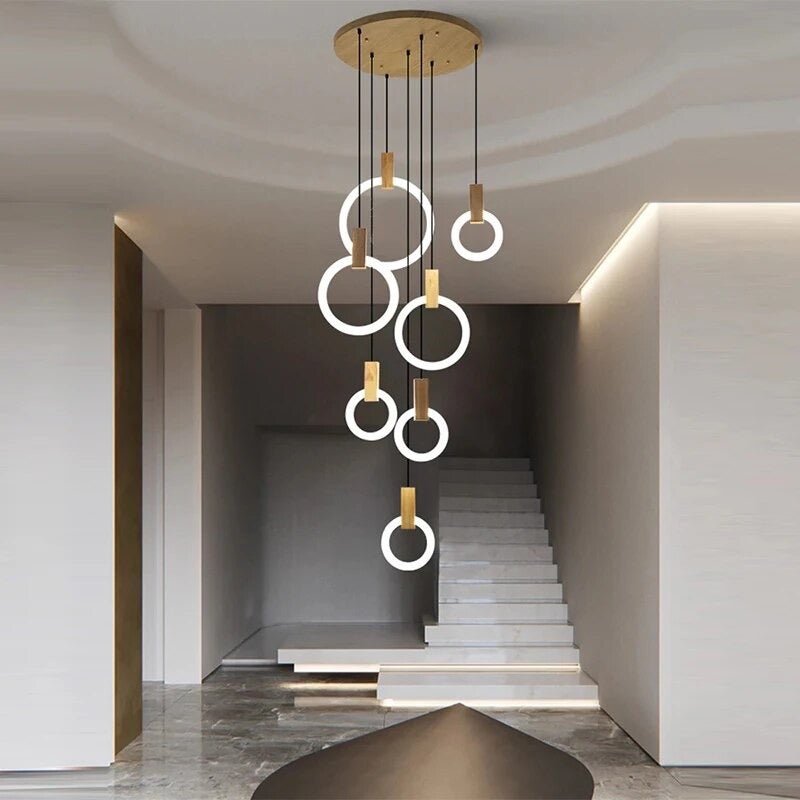 Eva | Wooden Light Tiered Chandelier - ELVI HOME