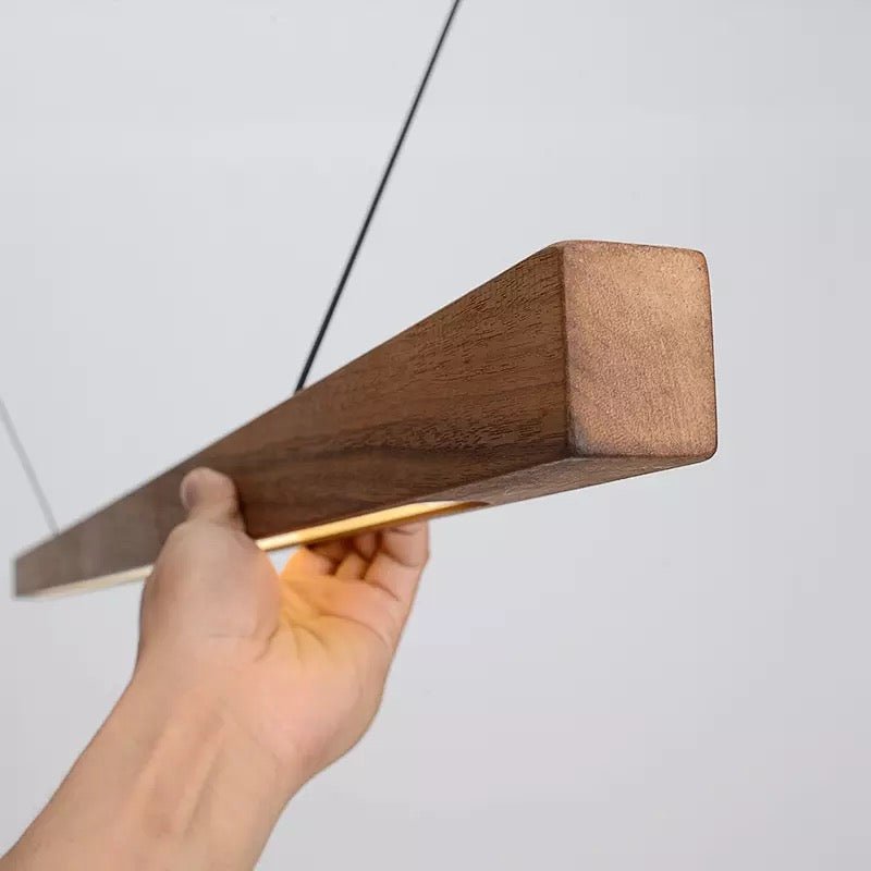 Linear Wood LED Pendant Light - ELVI HOME