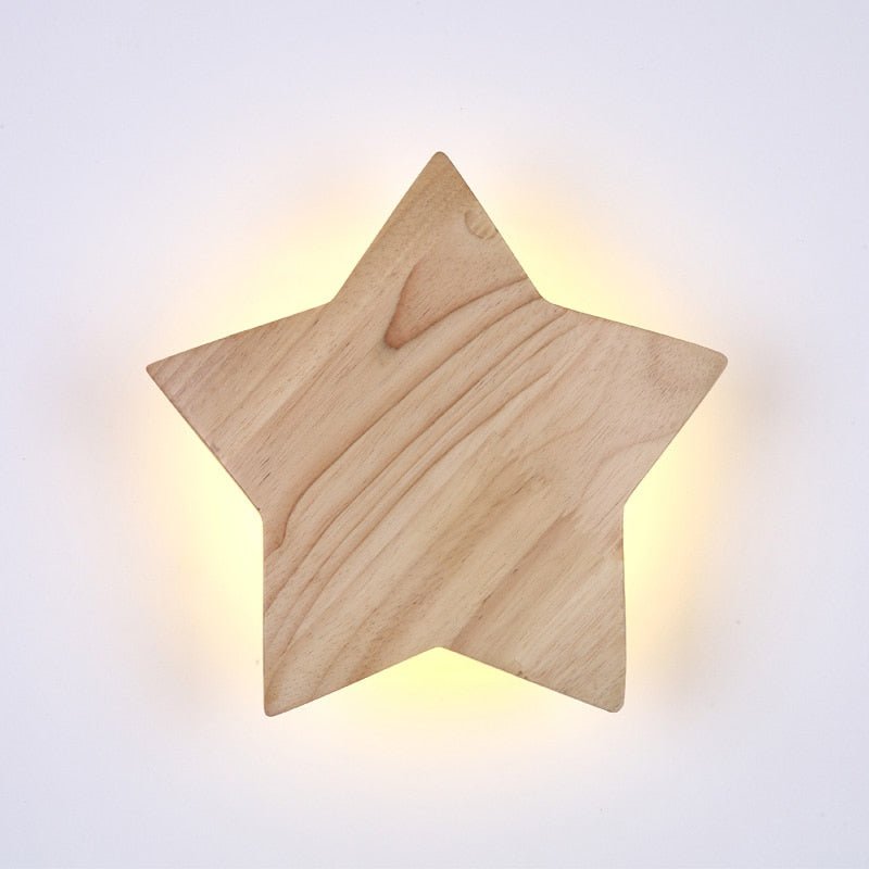 Star Shaped Solid Wood Wall Lamp - ELVI HOME