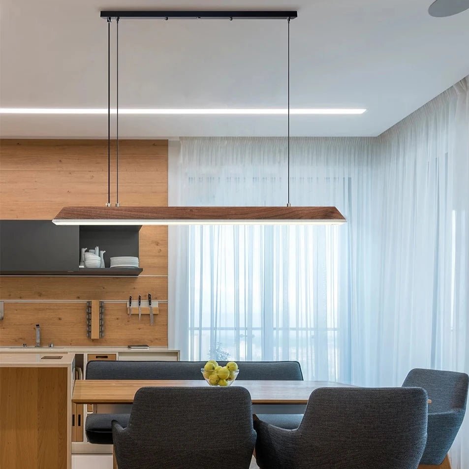 Zenith | Modern Wooden Linear LED Suspension Light - ELVI HOME
