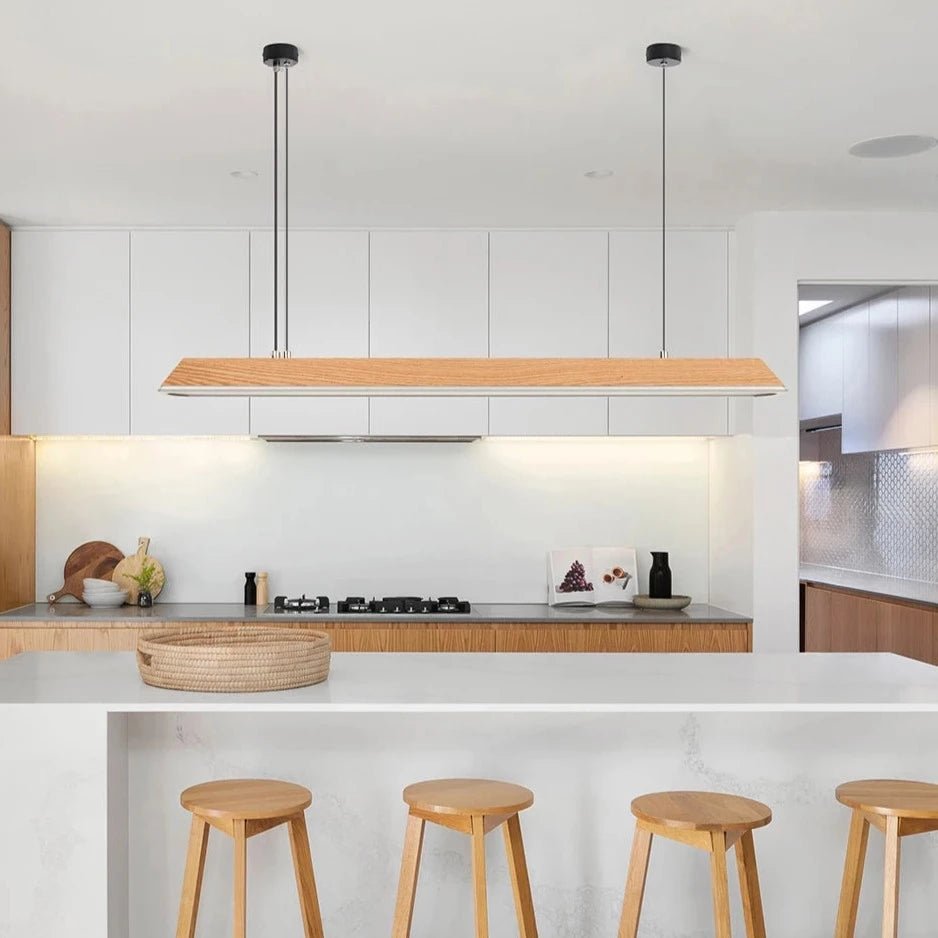 Zenith | Modern Wooden Linear LED Suspension Light - ELVI HOME