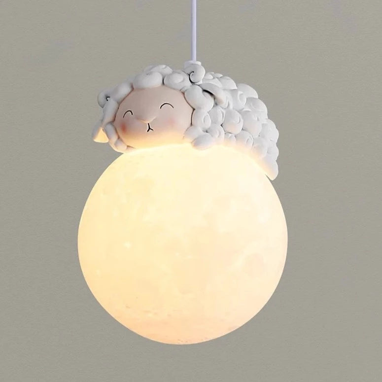 Cute Animal-Shaped Moon Pendant Light