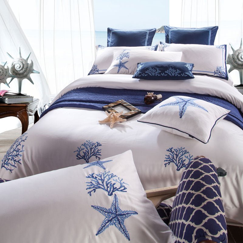 Blue Coral | Egyptian Cotton Duvet Cover Set - ELVI HOME