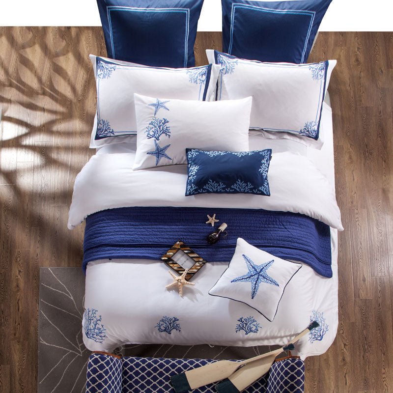 Blue Coral | Egyptian Cotton Duvet Cover Set - ELVI HOME