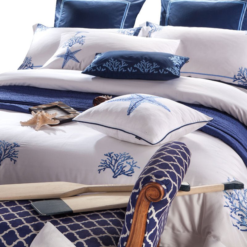 Blue Coral | Egyptian Cotton Duvet Cover Set - ELVI HOME