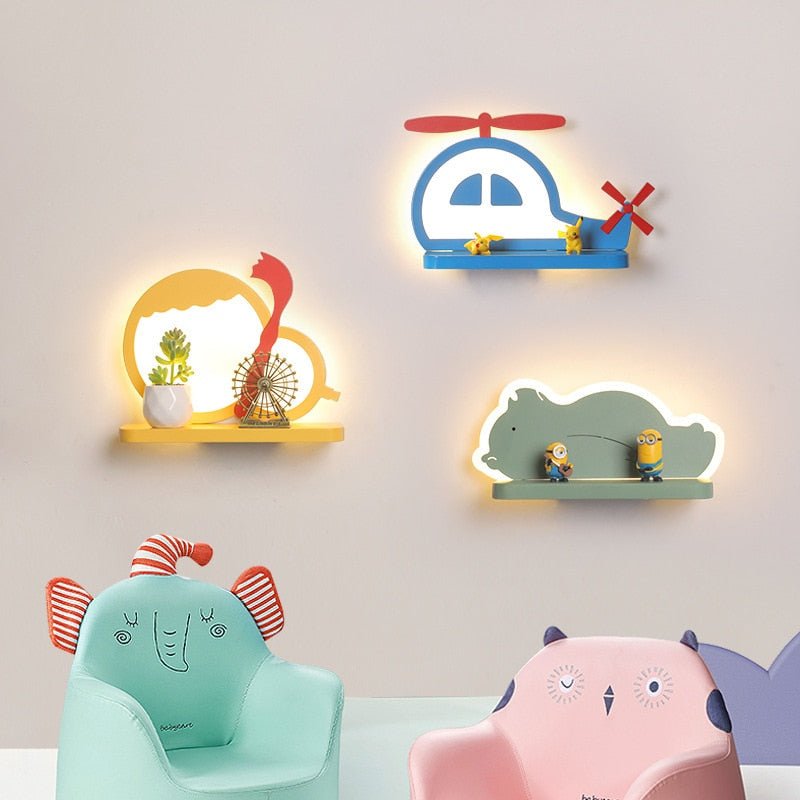 Cartoon LED Wall Lamp with Shelf - ELVI HOME