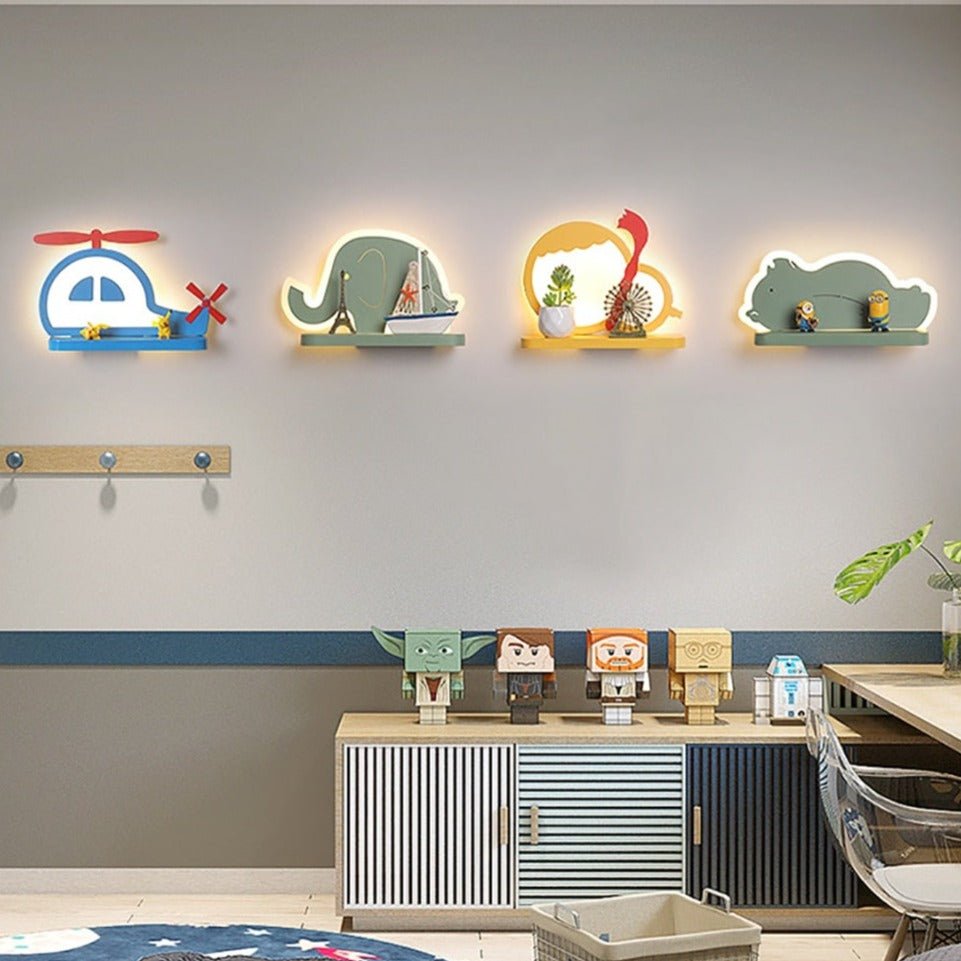 Cartoon LED Wall Lamp with Shelf - ELVI HOME