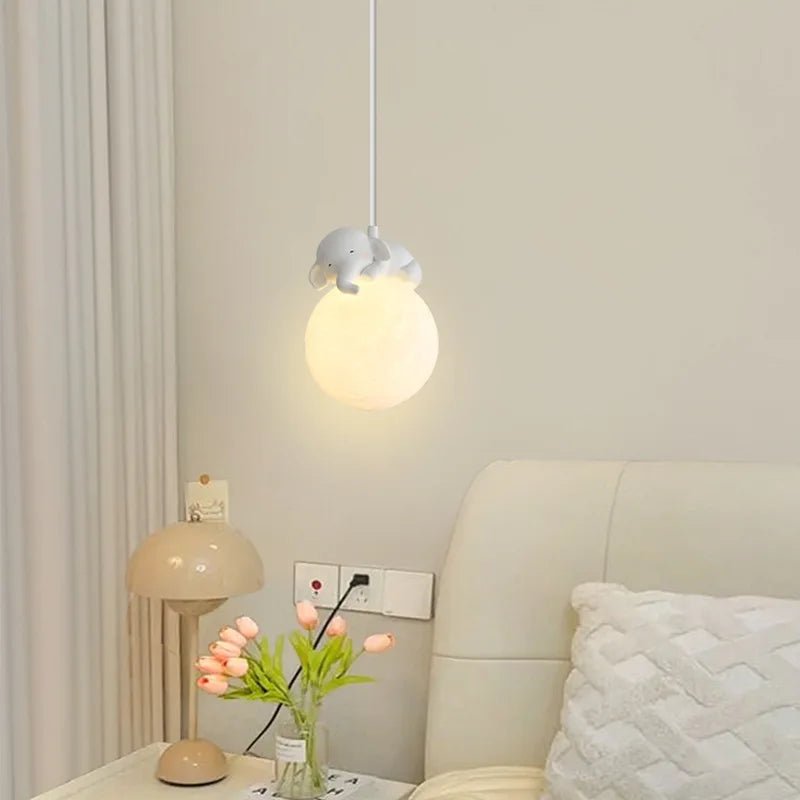 Cute Animal - Shaped Moon Pendant Light - ELVI HOME