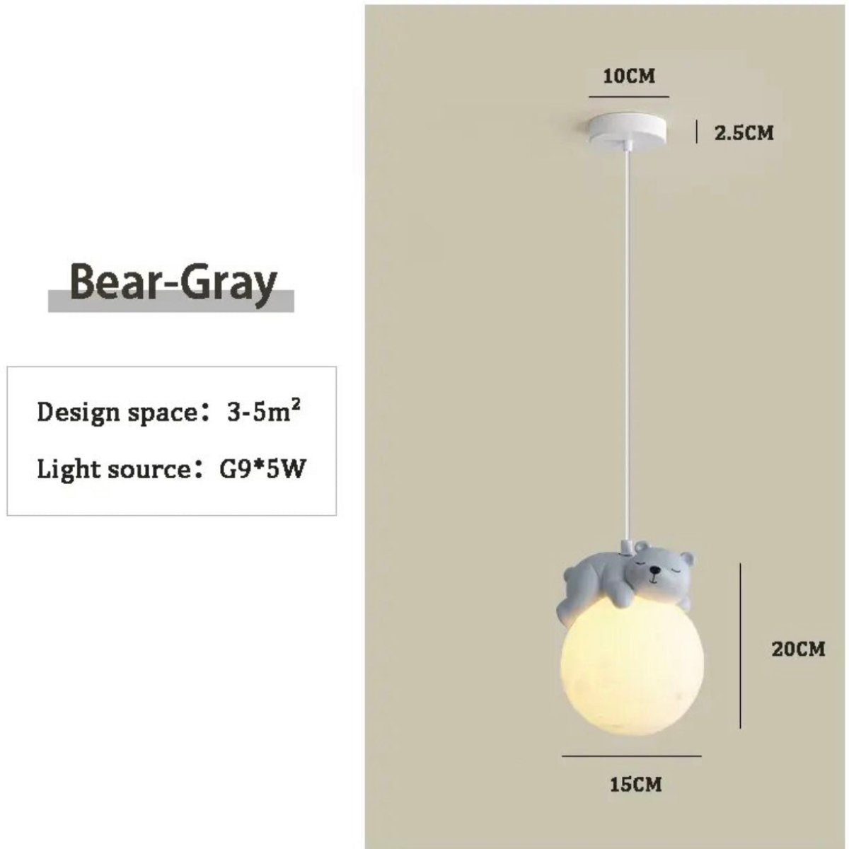 Cute Animal - Shaped Moon Pendant Light - ELVI HOME