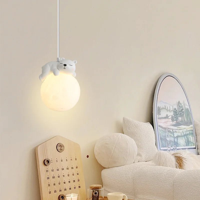 Cute Animal - Shaped Moon Pendant Light - ELVI HOME