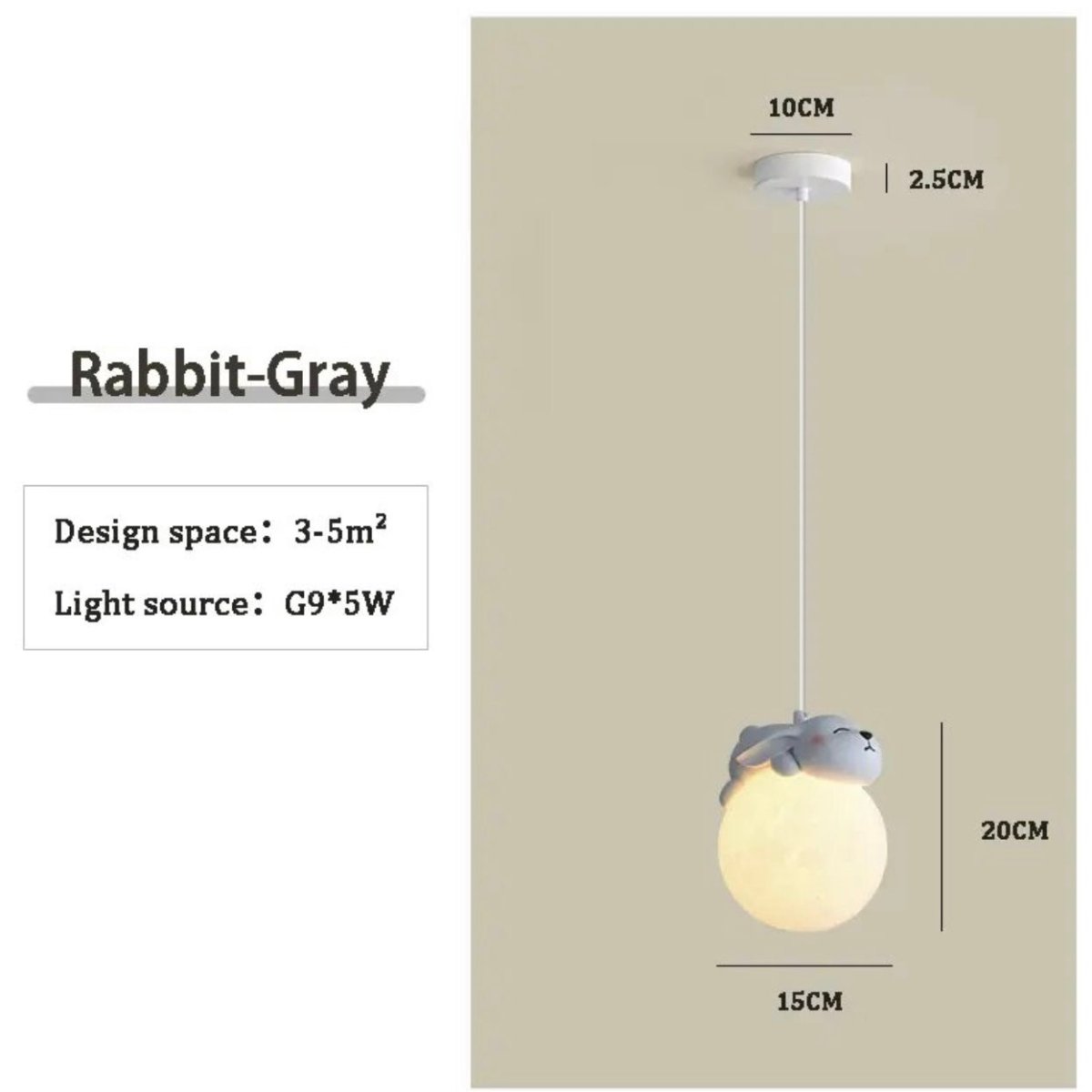 Cute Animal - Shaped Moon Pendant Light - ELVI HOME