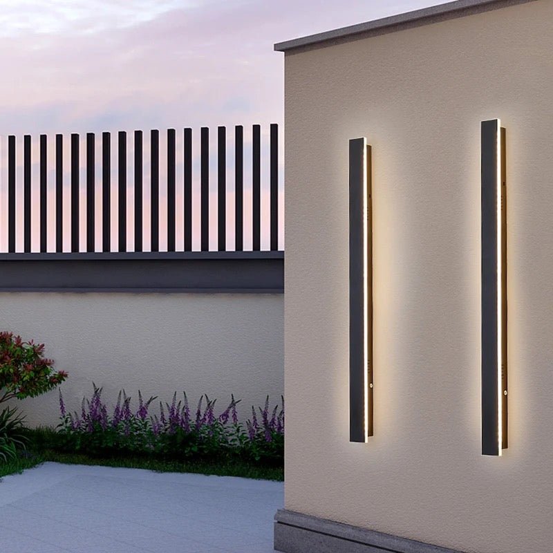 Modern LED Outdoor Wall Sconce – 110V Waterproof Strip Light, Black Aluminum