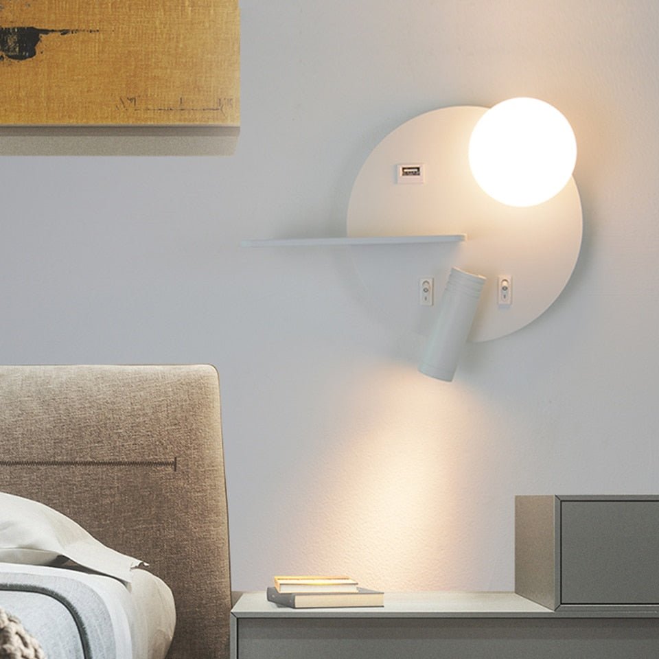 LED Wall Sconce with USB Port - ELVI HOME