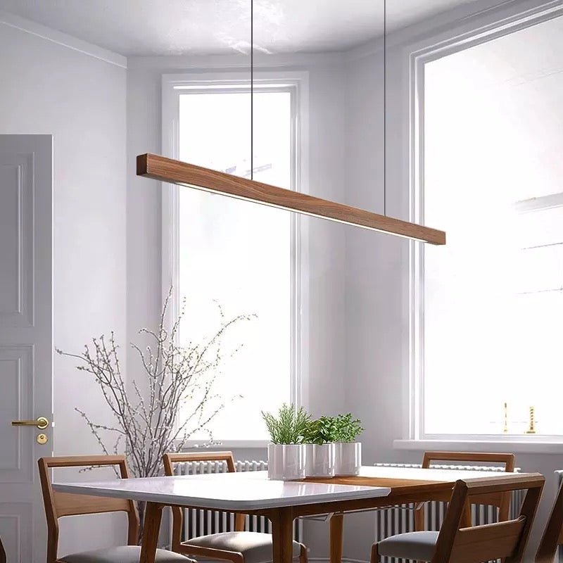 Linear Wood LED Pendant Light - ELVI HOME