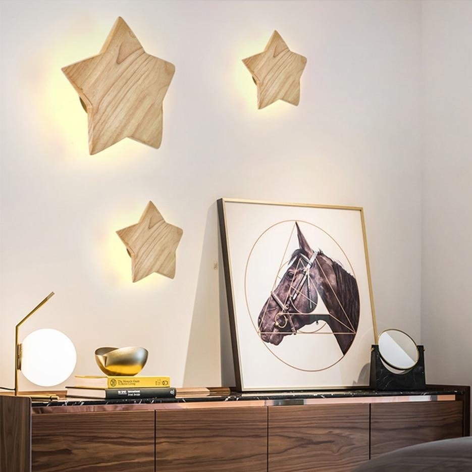 Star Shaped Solid Wood Wall Lamp - ELVI HOME