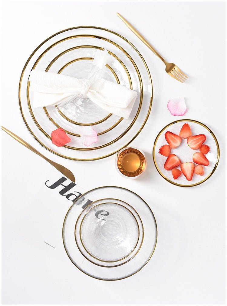 Transparent Glass Gold Set - ELVI HOME