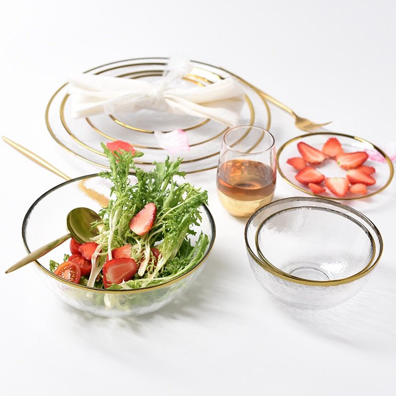 Transparent Glass Gold Set - ELVI HOME