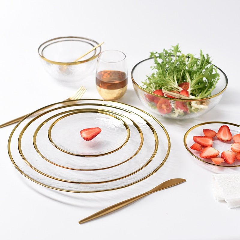 Transparent Glass Gold Set - ELVI HOME