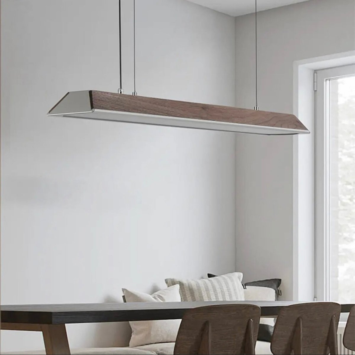 Zenith | Modern Wooden Linear LED Suspension Light - ELVI HOME