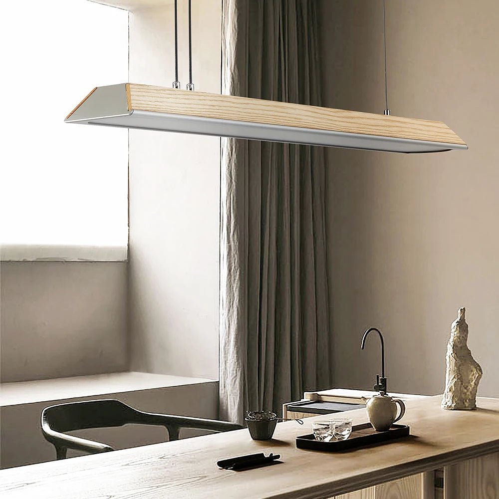 Zenith | Modern Wooden Linear LED Suspension Light - ELVI HOME