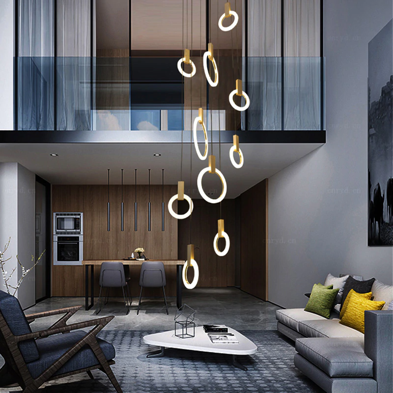 900mm Triangle Hanging Designer Pendant Ring Light 72W For Living Room,  Balcony, Malls, Salon (50x70)mm