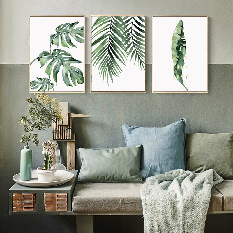 Watercolor Green Leaves | Canvas Print