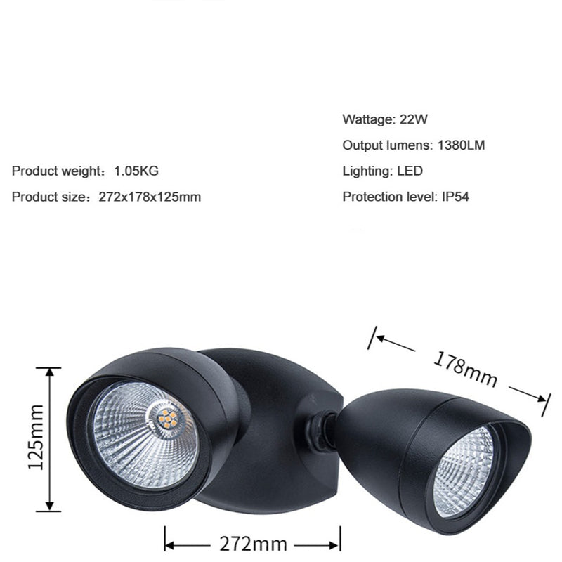 Outdoor Double Spot LED Wall Light